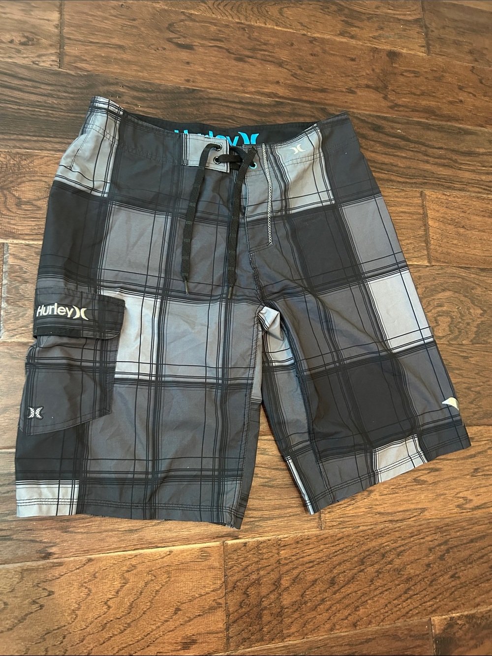 Hurley Phantom Black & Gray Plaid Board Shorts